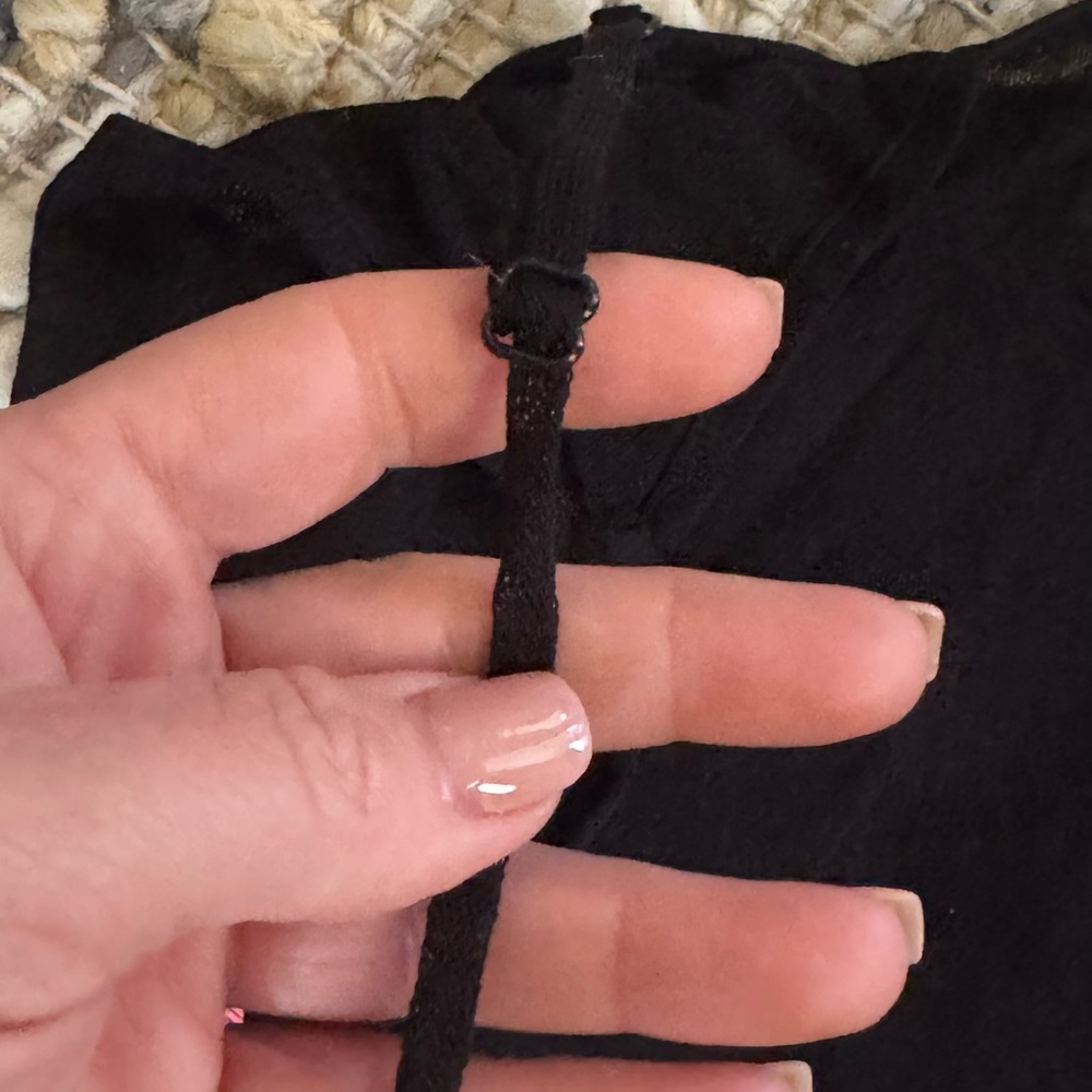 Hem & Thread Black Open-Weave Knit Top with Cami - Picture 5 of 10